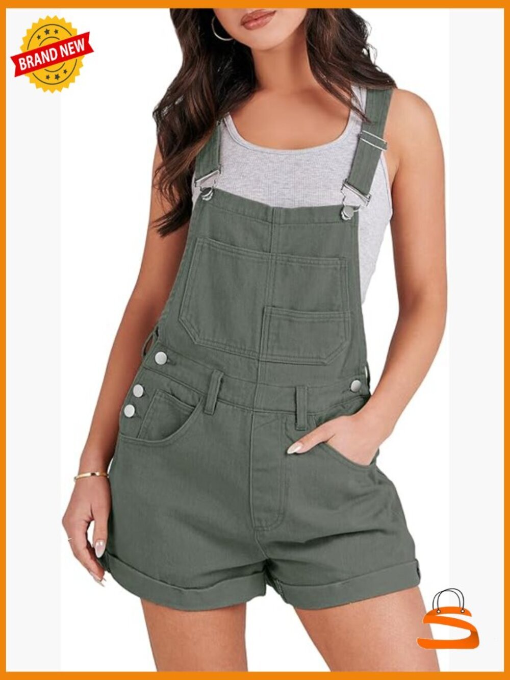 Loose Fit Denim Overalls Adjustable Straps Casual Summer Romper